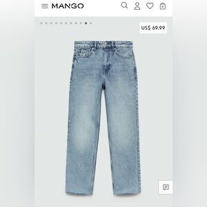 Raw hem cropped straight leg mango jeans